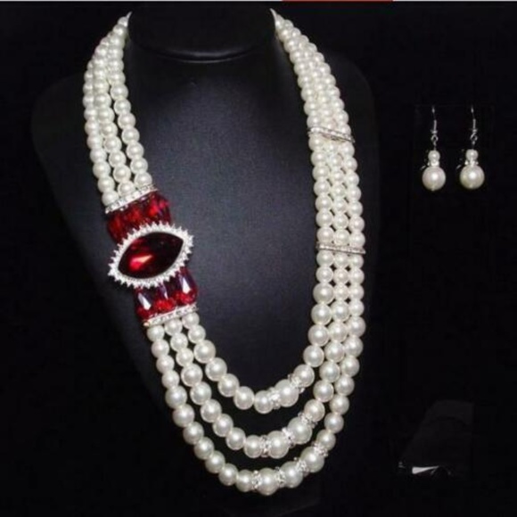 Betsey Johnson Jewelry - Multi-layer pearl earring necklace Betsey Johnson Jewelry - Multi-layer pearl earring necklace